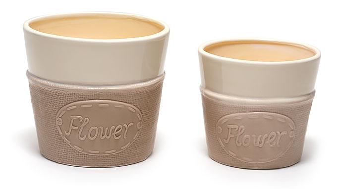 Набір кашпо (2шт) Flower, колір бежевий ТОВАР ВІД ВИРОБНИКА