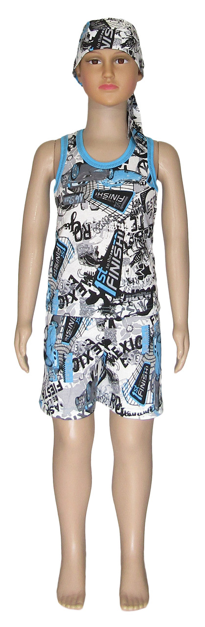 Комплект трійка літній для хлопчика 00903, майка, шорти, бандана, р.р.28-30