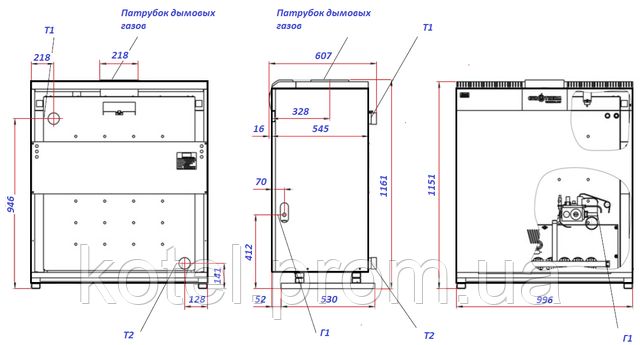 Розміри газового котла КТН 1.100 СР