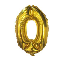 Куля фольгована цифра "0", ЗОЛОТО — 35 см (14 дюймів)