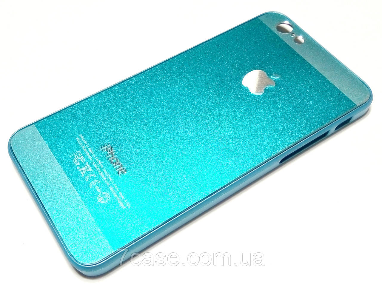 Чохол для iPhone 6/6s пластиковий із яблуком блакитний металік