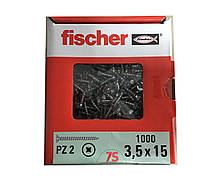 Fischer FSP-SZ 3,5X15 ZPF 1000 шт. - Шуруп для меблевих петель і направляючих, цинк білий, фото 2