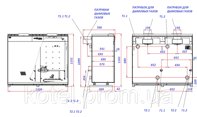 Розміри газового котла КТН 100 СР