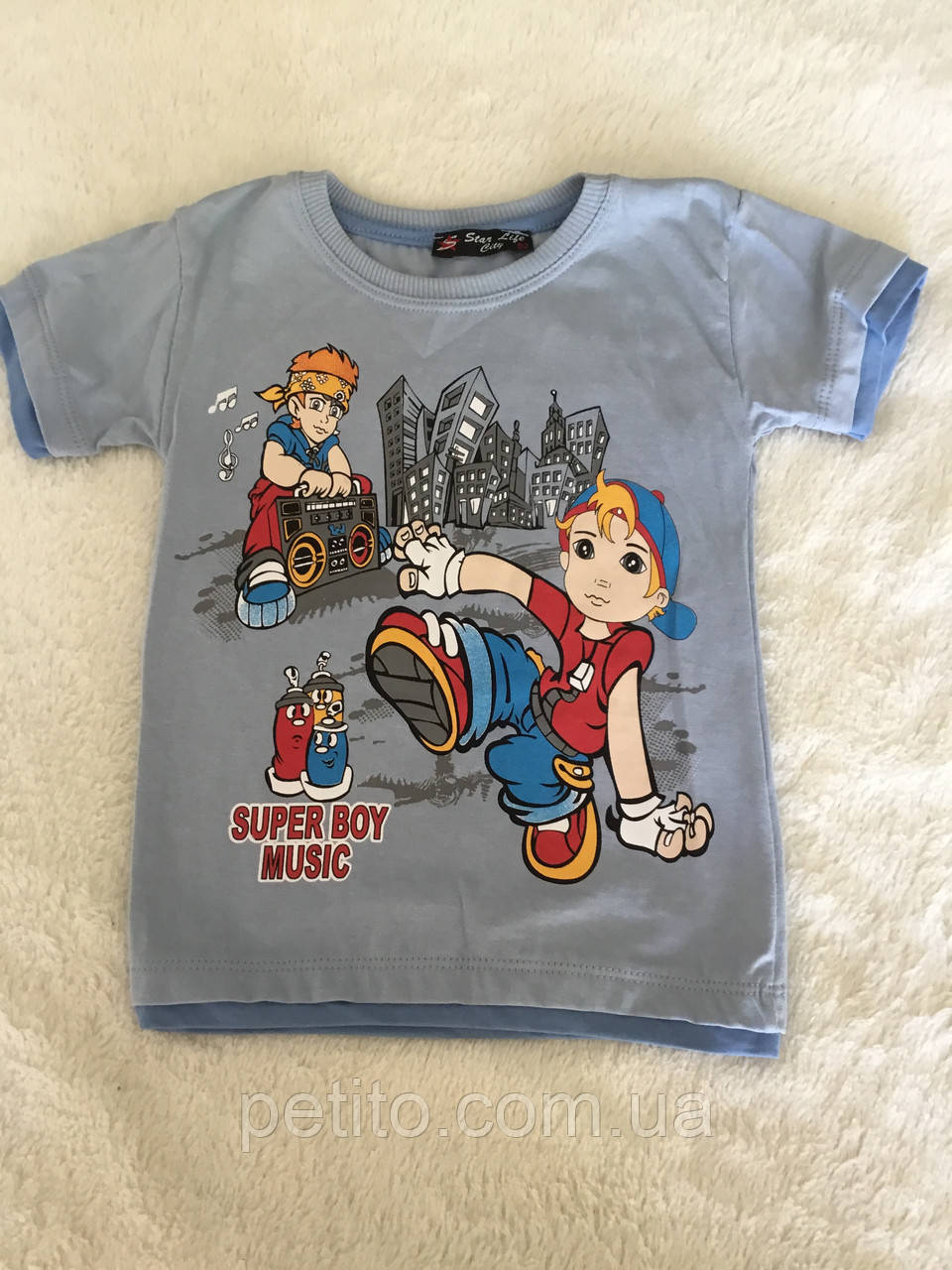 Сіра дитяча футболка для хлопчика з принтом, фото 1