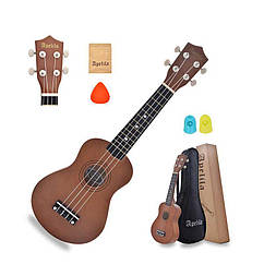 Укулеле Сопрано Aplila BR (Чехол + корпуслект струн + Медіатор + 2 наконечники на пальці)