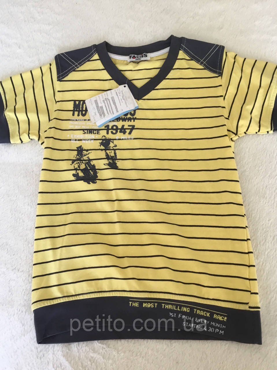 Жовта футболка для хлопчика з коміром, фото 1