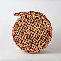 Сумка SUNROZ Rattan Bag плетеная из ротанга Стиль 1 Бежевый (SUN1191)