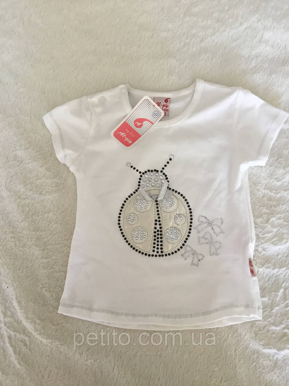 Біла футболка для дівчинки з принтом, фото 1