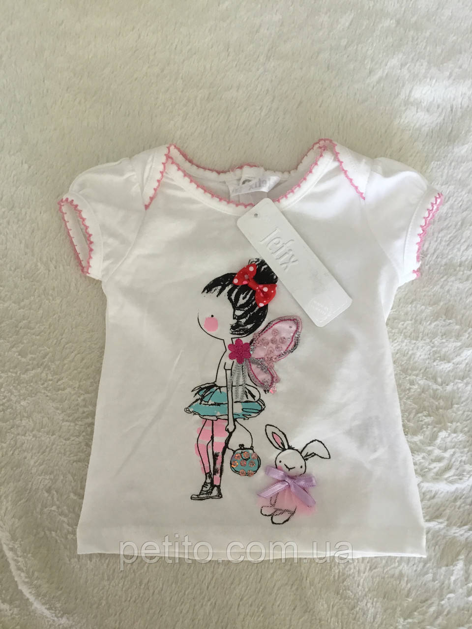 Модна футболка для дівчинки в білому кольорі, фото 1