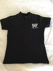 Чорна дитяча футболка з вузькою горловиною