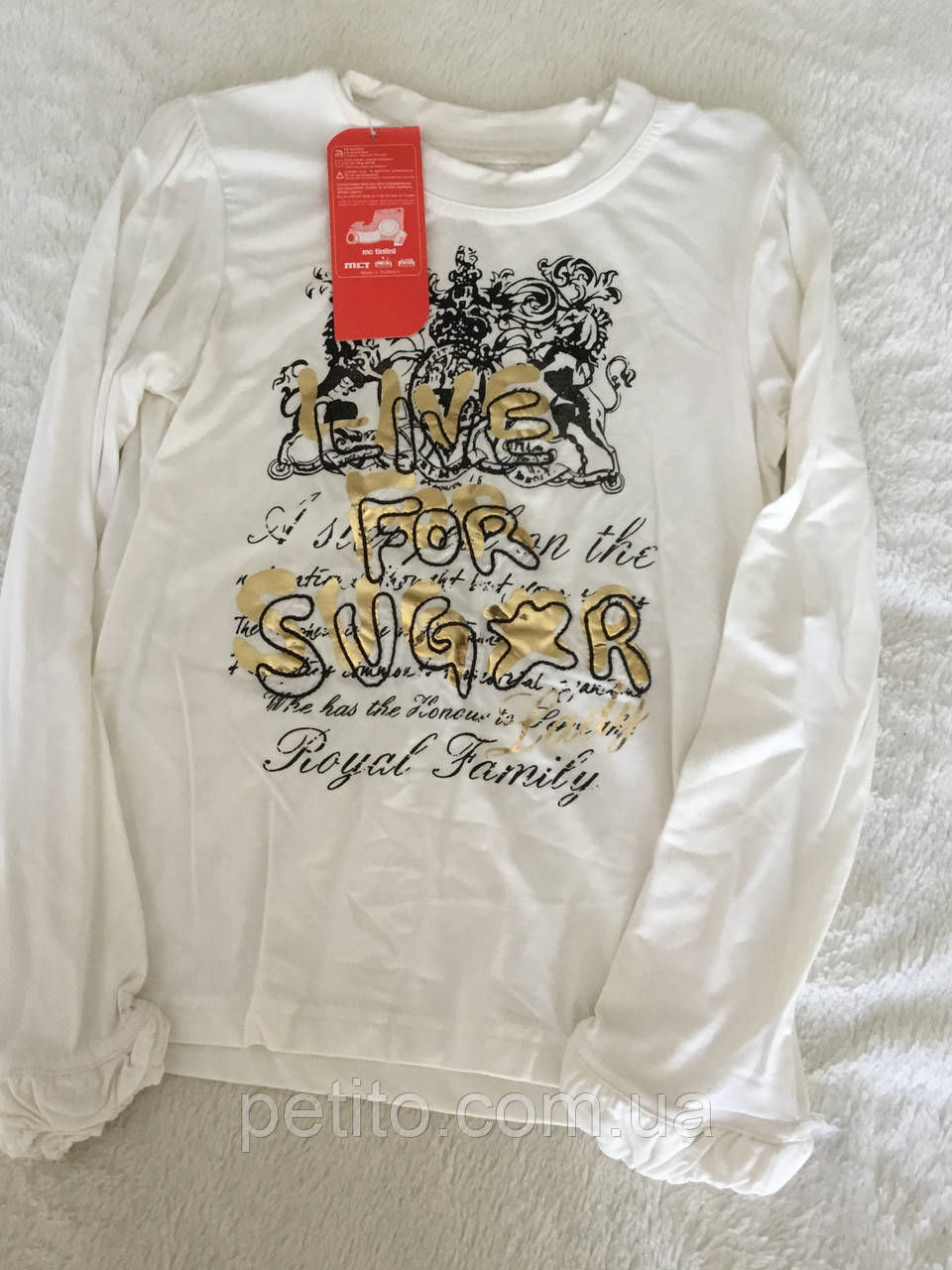 Біла туніка для дівчинки з гарним малюнком, фото 1