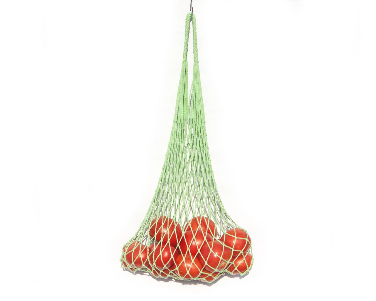 Модна сумка ручної роботи для покупок "Авоська" салатова до 20 кг.