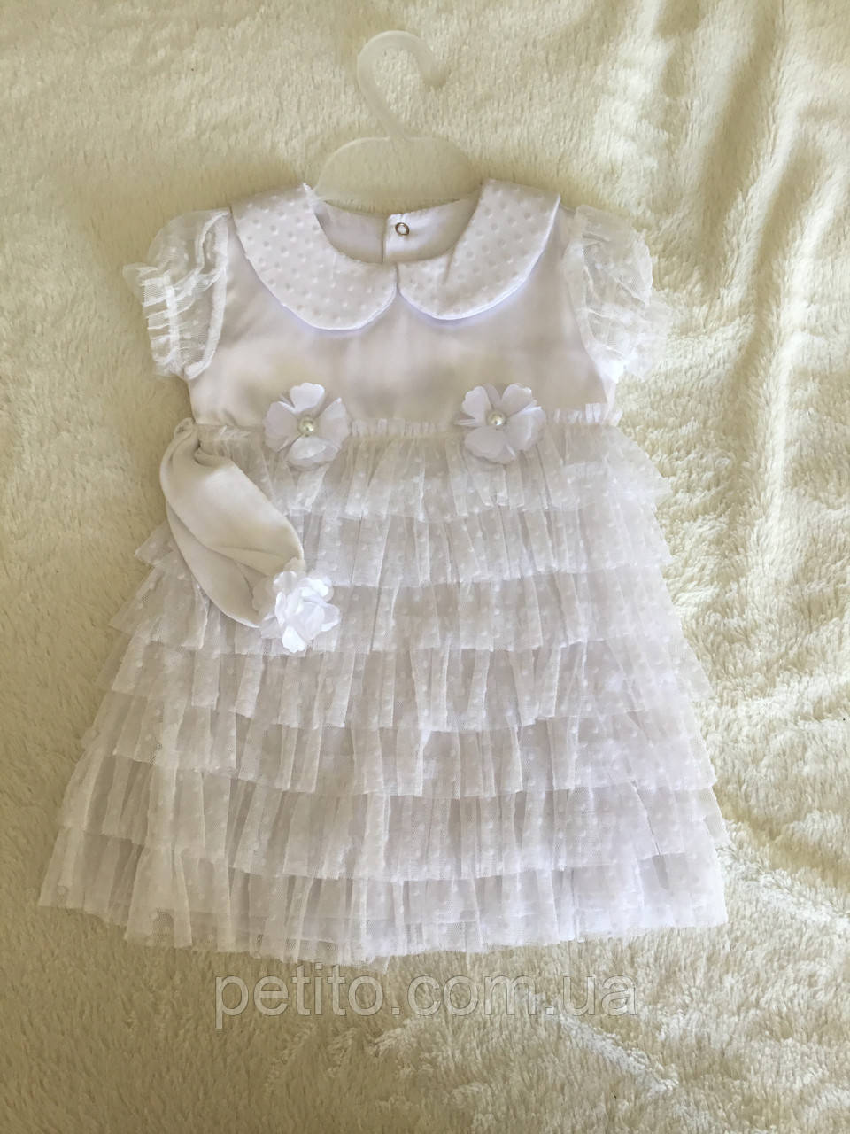 Нарядне плаття для дівчинки з пов'язкою пишного фасону, фото 1