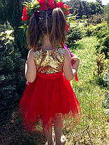 Плаття для дівчинки ошатне алое із золотом, фото 2