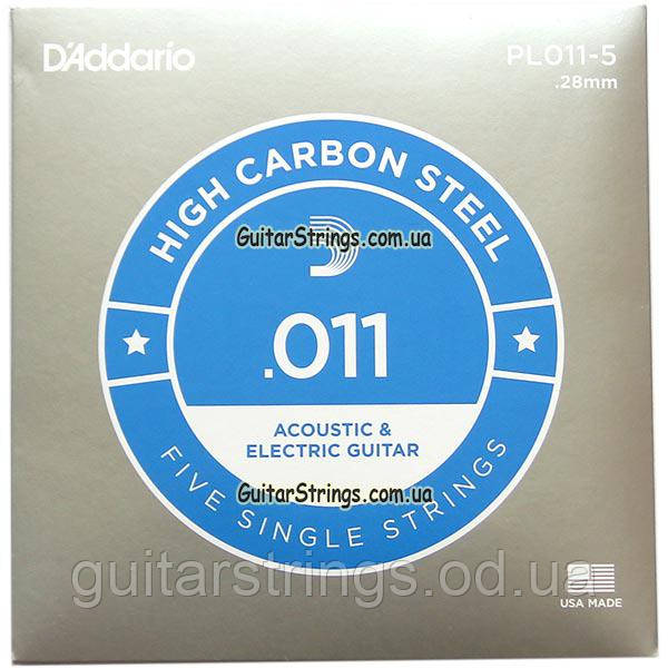 Струна D'Addario PL011-5 Plain Carbon Steel 0.11 (акустика\електро) 5-pack