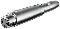 Перехідник аудіо XLR 3p-Jack 6.3mm F/F Goobay (75.02.7453) адаптер Mono Metal корпус
