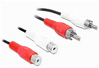 Кабель аудіо-подовжувач RCA 2x2 M/F 5.0m Delock (70.08.4005) AWG28 Red/White