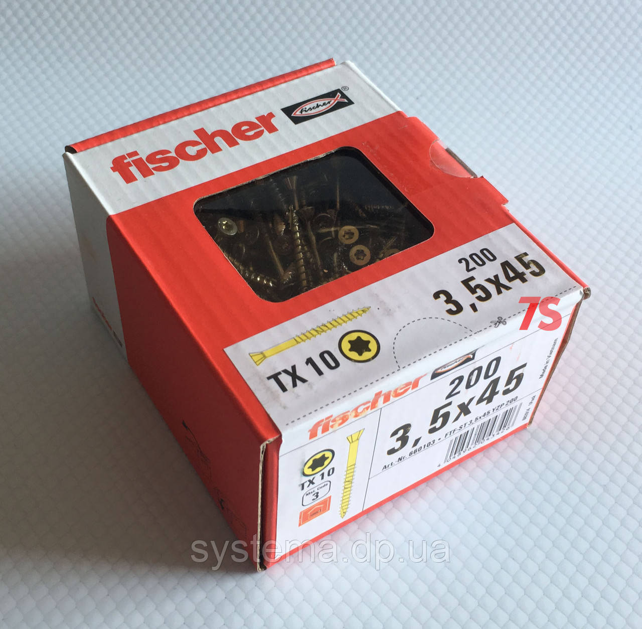 Fischer FTF-ST 3,5 x 45 YZP 200 шт. - Шуруп для паркету Фішер 3.5х45 мм, жовтий цинк