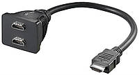 Перехідник відео HDMI 1x2 (Splitter) Goobay (75.06.8783) Pas 0.2m 1080p@60Hz Nickel