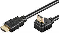 Кабель монітора-сигнальний HDMI M/M  2.0m Goobay (75.03.1917) HS+HEC+ARC 90°вверх 4K@30Hz Gold