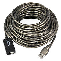 Подовжувач пристроїв активн USB2.0 A M/F (Active) 15.0m Lucom (78.01.4366) D=5.0mm AWG22 Ferrite Nickel