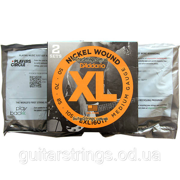 Струны бас D'Addario EXL160TP Medium 50-105 2 sets - фото 3 - id-p712260078