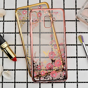 TPU чохол Rose зі стразами для Samsung Galaxy A8 Plus (2018) (2 кольори)