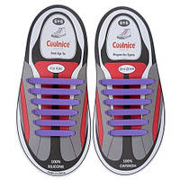 Силиконовые шнурки Coolnice фиолетовые (6+6) 12 шт./комплект
