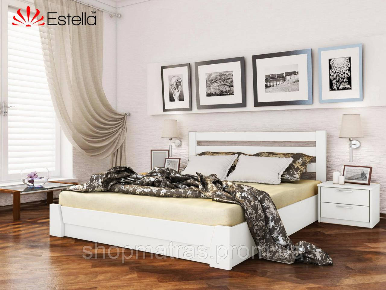Кровать СЕЛЕНА с подъемным механизмом, деревянная, буковая, производитель Эстелла, магазин МК - фото 1 - id-p734729402