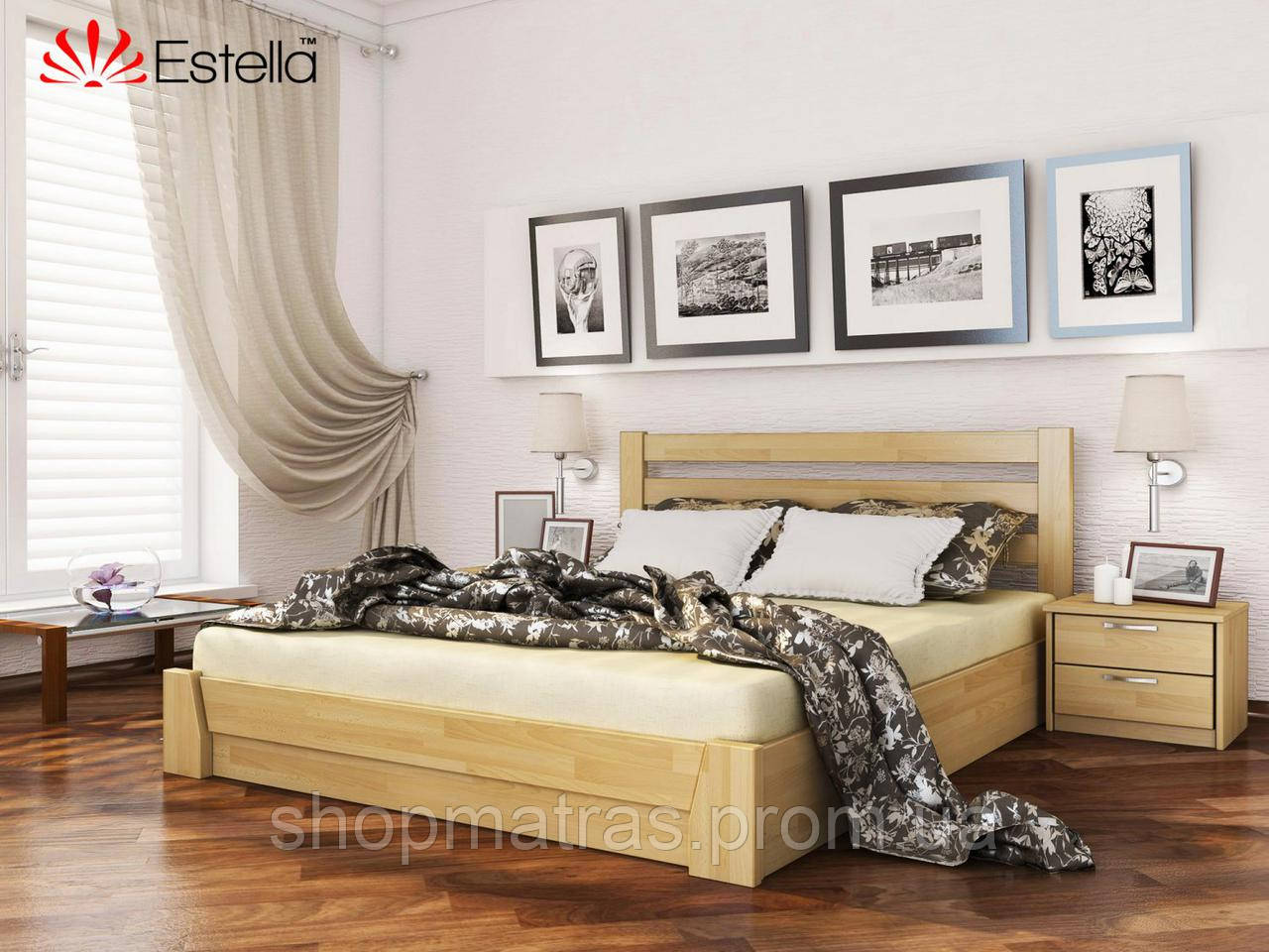 Кровать СЕЛЕНА с подъемным механизмом, деревянная, буковая, производитель Эстелла, магазин МК - фото 4 - id-p734729402
