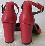 Mante! Гарні жіночі босоніжки туфлі підбор 10 см весна літо осінь класика шкіряні червоного кольору, фото 4