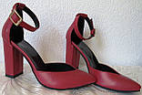 Mante! Гарні жіночі босоніжки туфлі підбор 10 см весна літо осінь класика шкіряні червоного кольору, фото 9
