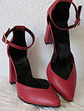 Mante! Гарні жіночі босоніжки туфлі підбор 10 см весна літо осінь класика шкіряні червоного кольору, фото 10