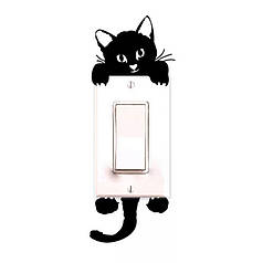 Наклейка на стіну, вінілові наклейки, прикраси стіни наклейки "чорний кіт на вимикач, розетки" (170 см)