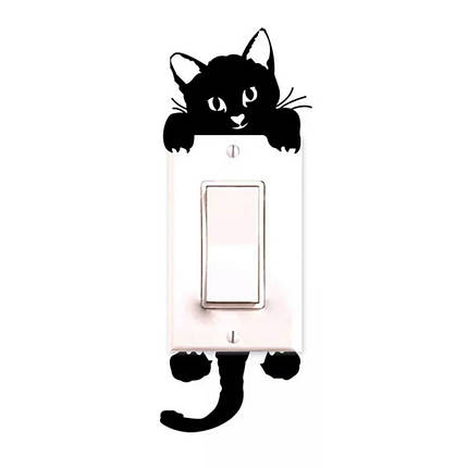 Наклейка на стіну, вінілові наклейки, прикраси стіни наклейки "чорний Кіт на вимикач, розетки" (17*7см), фото 2