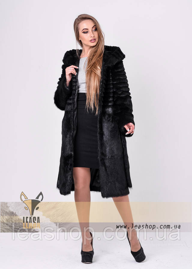 Шубка из стриженой нутрии черного цвета, фото Зимняя женская шуба из стриженой нутрии ФОТО
