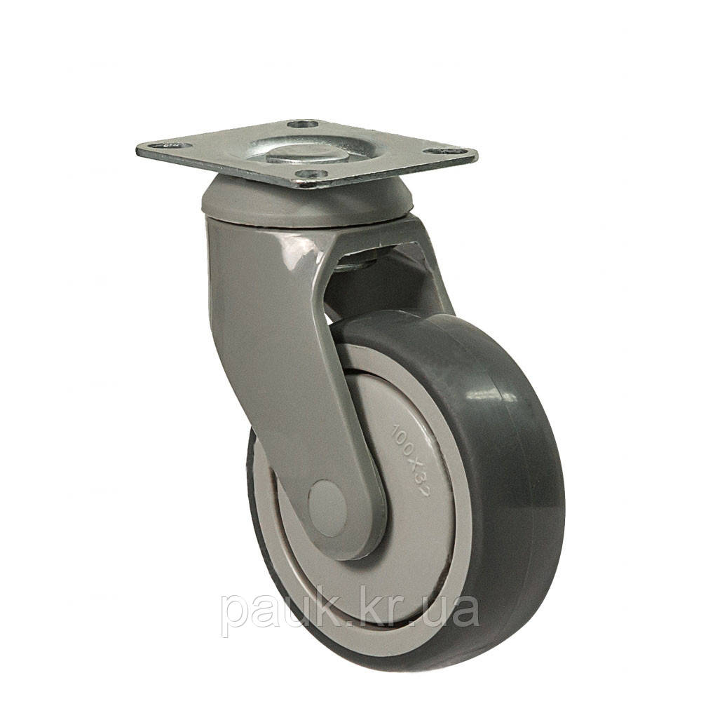 Колесо 2502-NP-100-B(25 "Norma Plast") Ø 100мм, поворотне з кріпильною панеллю, колесо на медичне ліжко, фото 1