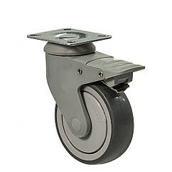 Колесо 2504-NP-125-B(25 "Norma Plast") Ø 125мм, поворотне з кріпильною панеллю та гальмом, медичне колесо