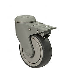 Колесо 2506-NP-100-B(25 "Norma Plast") Ø 100мм, поворотне з отвором та гальмом, колесо на лікарняне обладнання