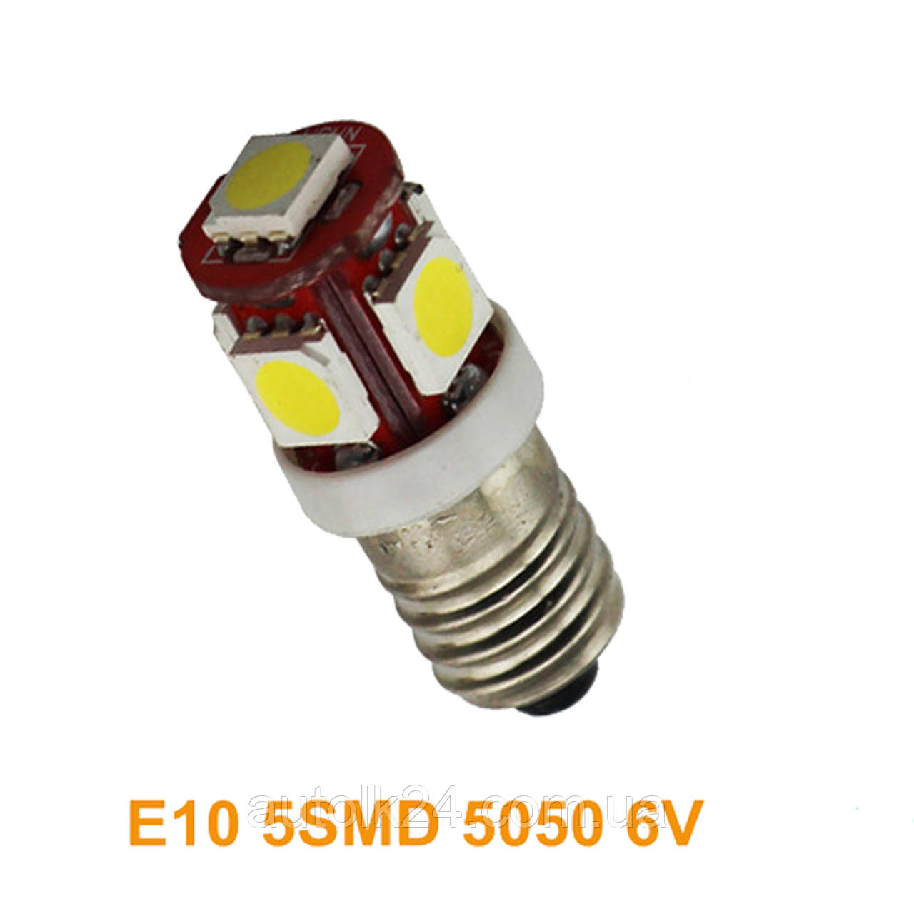 Led-лампи для мотоциклів білий колір Е10 5Leds 5050SMD, 6V.