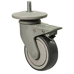 Колесо 2509-NP-100-B(25 "Norma Plast") Ø 100мм , поворотне з різьбленням та гальмом, колесо з медичним допуском