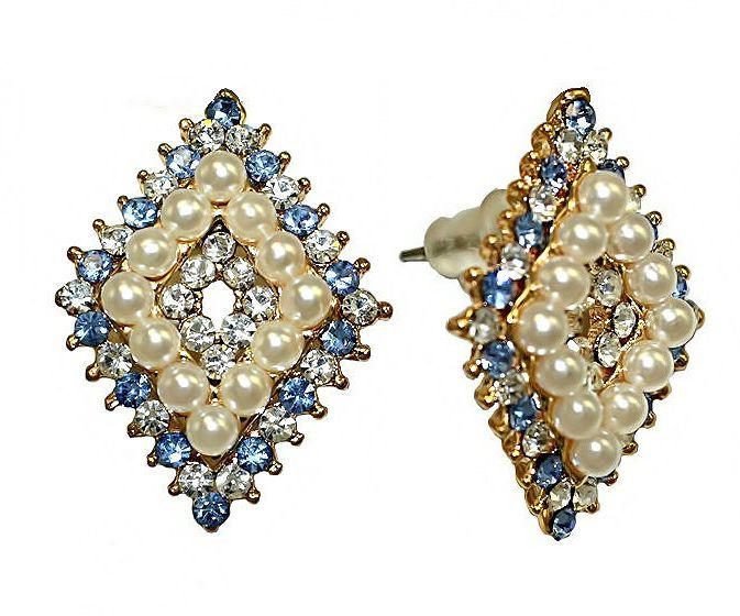 Сережки-гвоздики. Позолота. Камені: циркон. Довжина: 25 мм