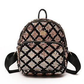 Рюкзак жіночий c паєтками Ромбики (чорний)