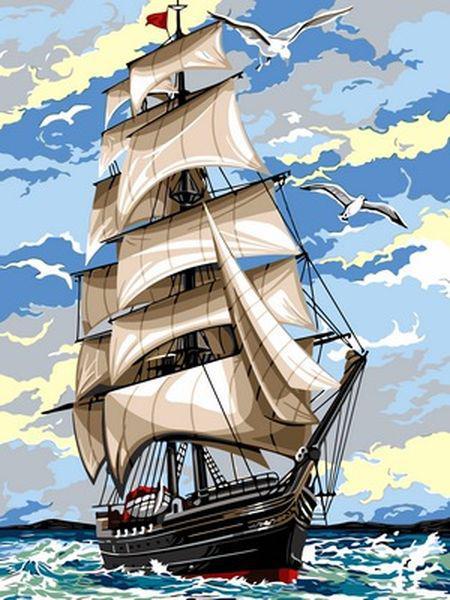 Картини по номерам 30х40 см. Babylon Вітрильник (VK-054)