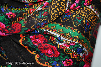 Український чорна хустка з парчею Вишенька, фото 3