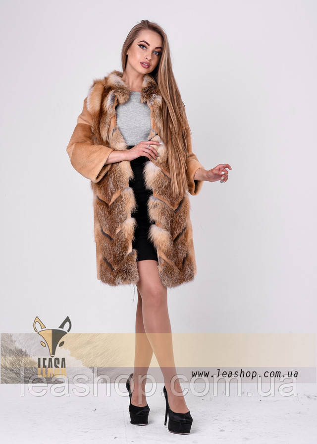 Женский полушубок трансформер ФОТО Шуба трансформер из лисы с отстегивающимся рукавом ФОТО
