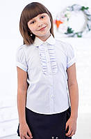 Шкільна блузка на короткий рукав блакитного мод. 4012к