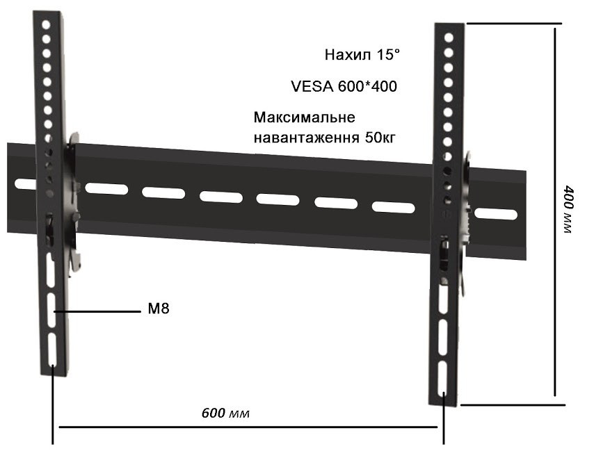 Держатель для телевизора на стену 40 - 65" кронштейн КБ-907MT vesa 600*400 - фото 3 - id-p735425035