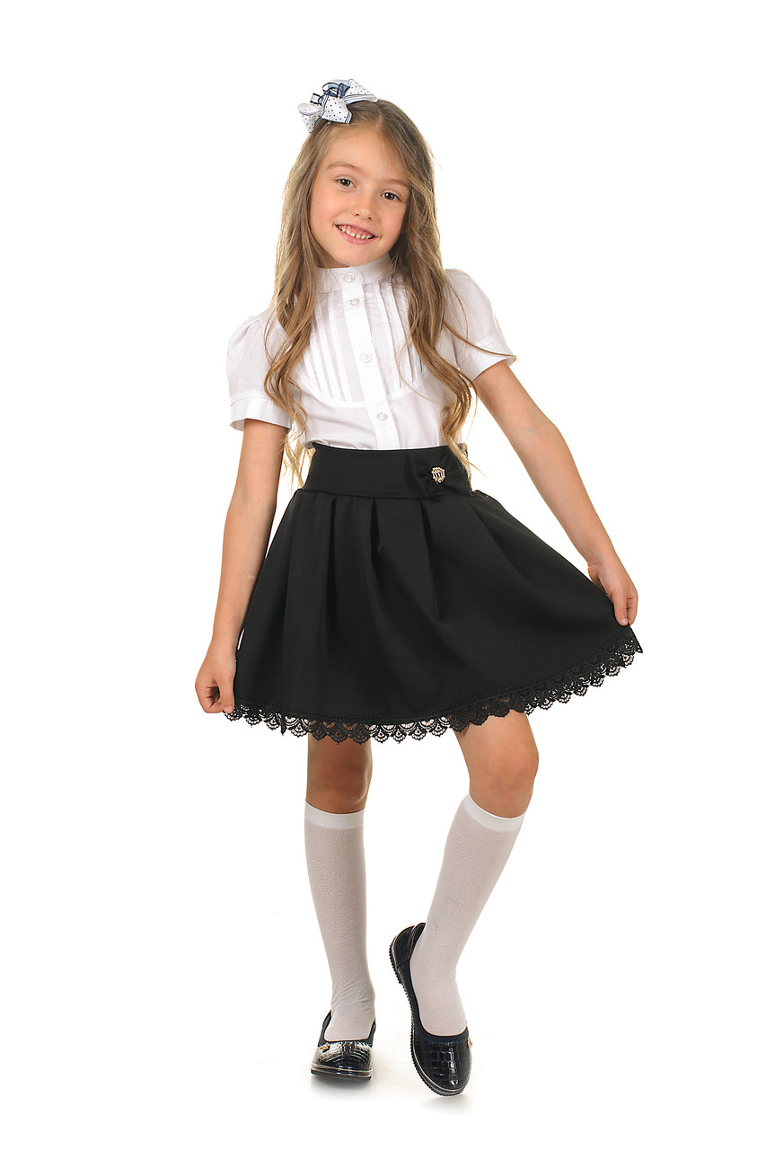 Стильная школьная юбка для девочки в черном цвете - фото 1 - id-p547087309