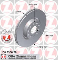 Гальмівний диск передній Zimmermann для Octavia A7 - 1.8 TSI